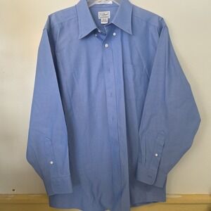 L.L. Bean Button Down Shirt Men's Large 16.5-33 Blue Oxford Dress Shirt Cotton
